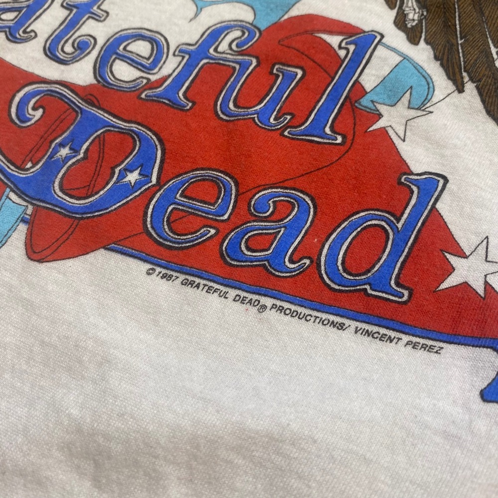 Vintage 1987 Grateful Dead Spring Tour T-Shirt Hanes M Perez Skeleton Eagle USA - Picture 3 of 8